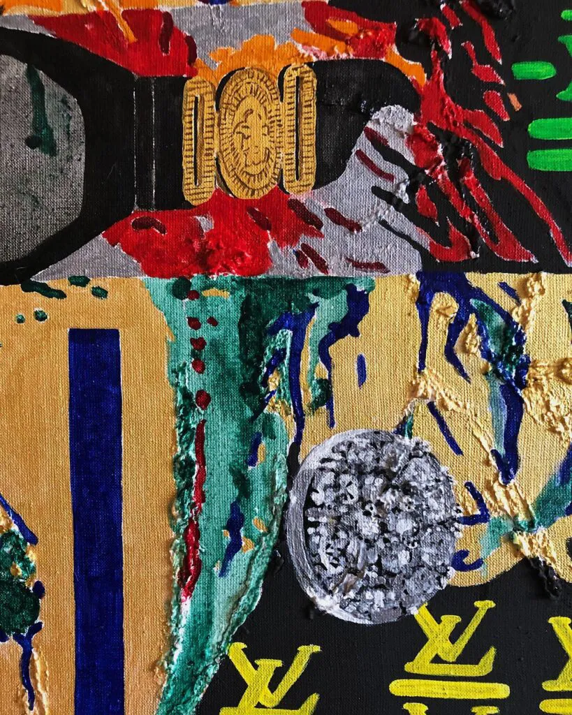 1922-2022 diptych — original pop art painting by PRAKORIN, detail 5