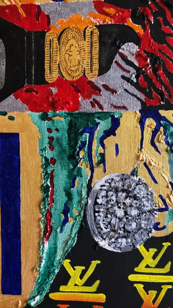 1922-2022 diptych — original pop art painting by PRAKORIN, detail 8