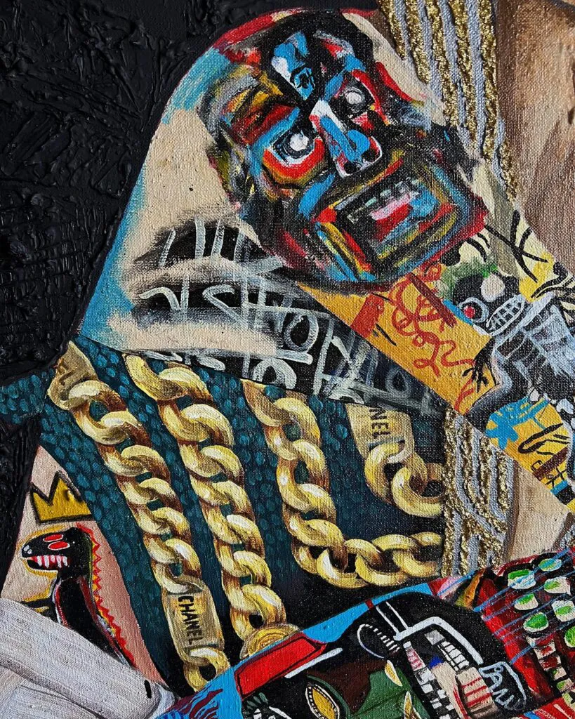 Basquiat Dreams — original pop art painting by PRAKORIN, detail 5
