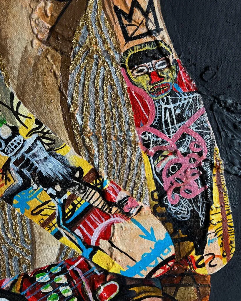 Basquiat Dreams — original pop art painting by PRAKORIN, detail 7