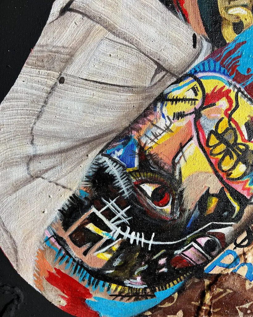Basquiat Dreams — original pop art painting by PRAKORIN, detail 8