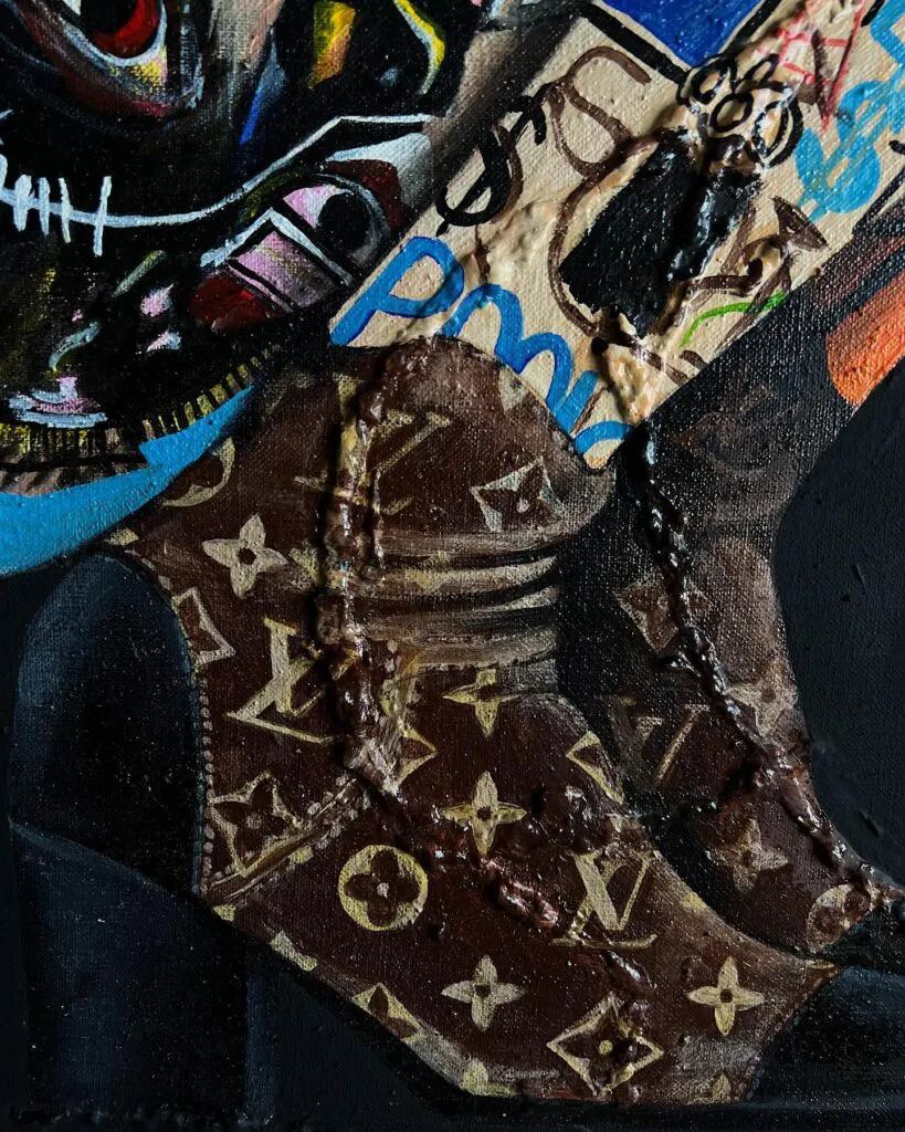 Basquiat Dreams — original pop art painting by PRAKORIN, detail 9