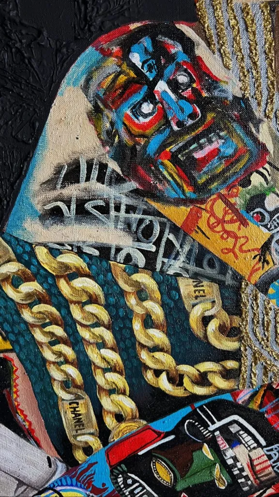 Basquiat Dreams — original pop art painting by PRAKORIN, detail 11