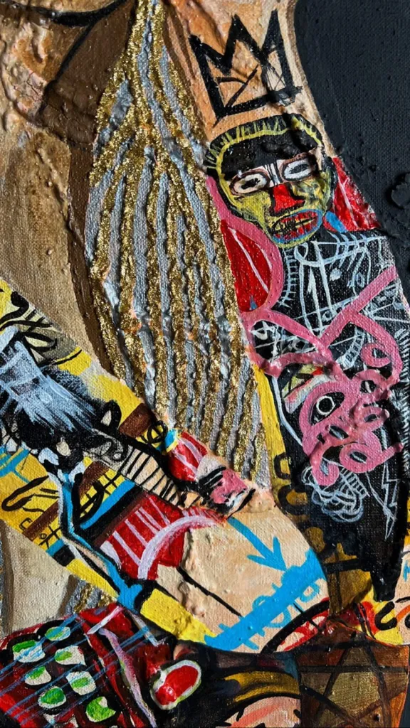 Basquiat Dreams — original pop art painting by PRAKORIN, detail 12