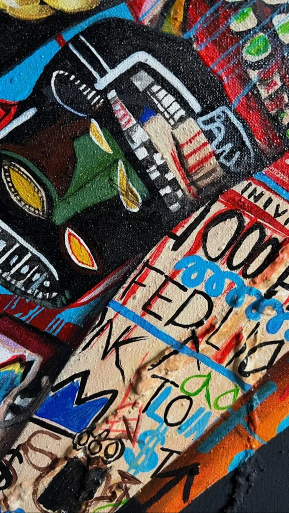 Basquiat Dreams — original pop art painting by PRAKORIN, detail 13