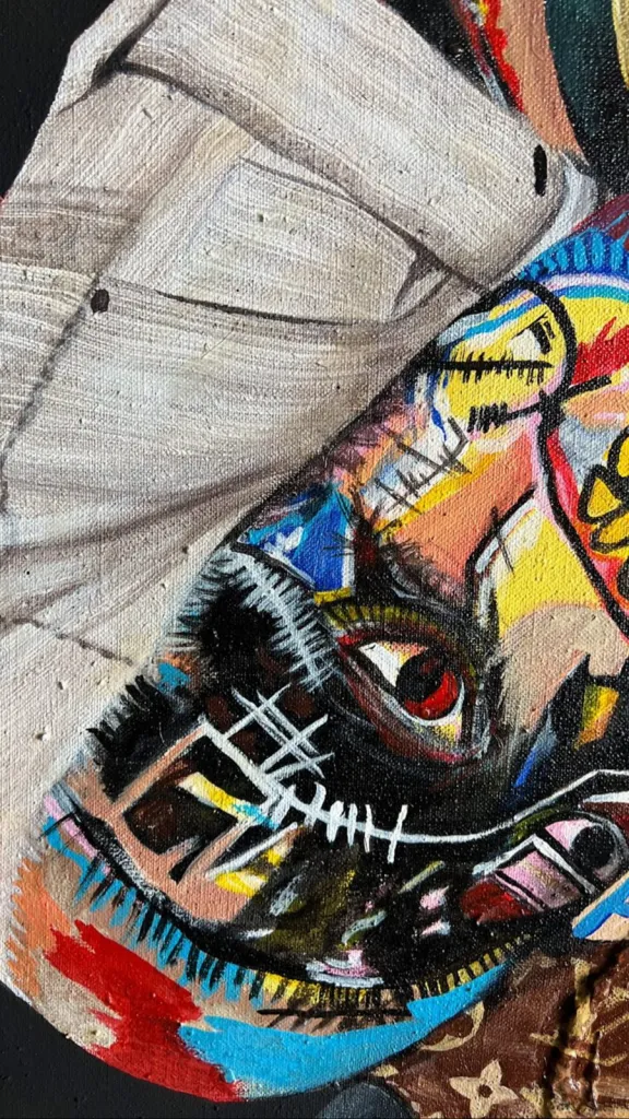 Basquiat Dreams — original pop art painting by PRAKORIN, detail 14