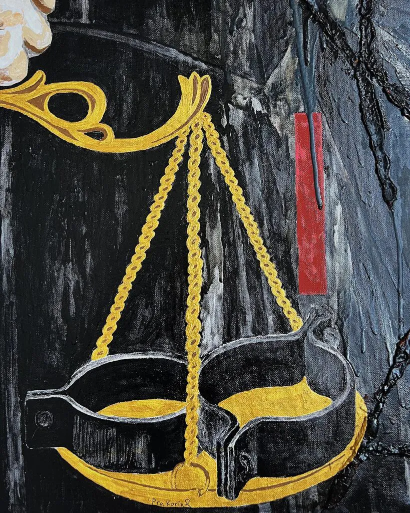 Dnipro is offices — original pop art painting by PRAKORIN, detail 1