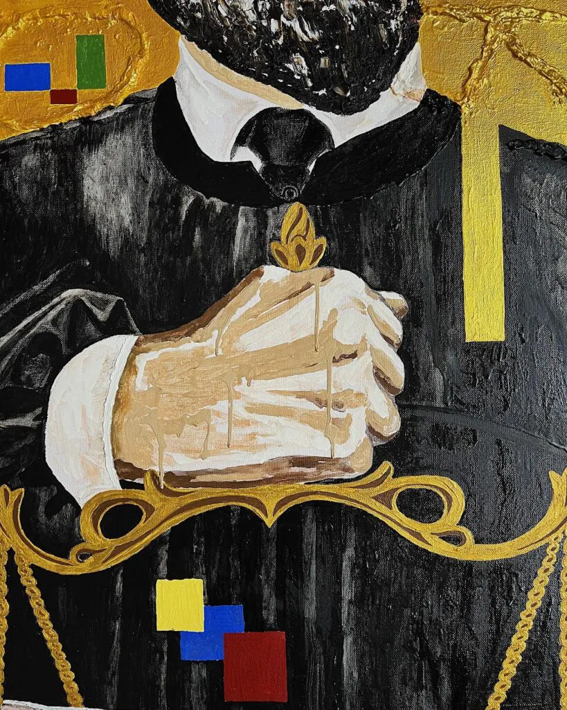Dnipro is offices — original pop art painting by PRAKORIN, detail 4