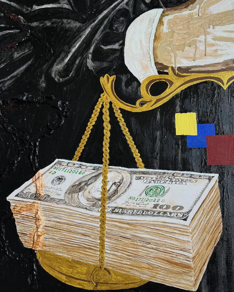Dnipro is offices — original pop art painting by PRAKORIN, detail 7