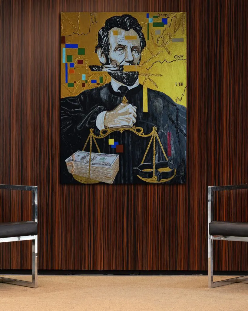 Dnipro is offices — original pop art painting by PRAKORIN, detail 8