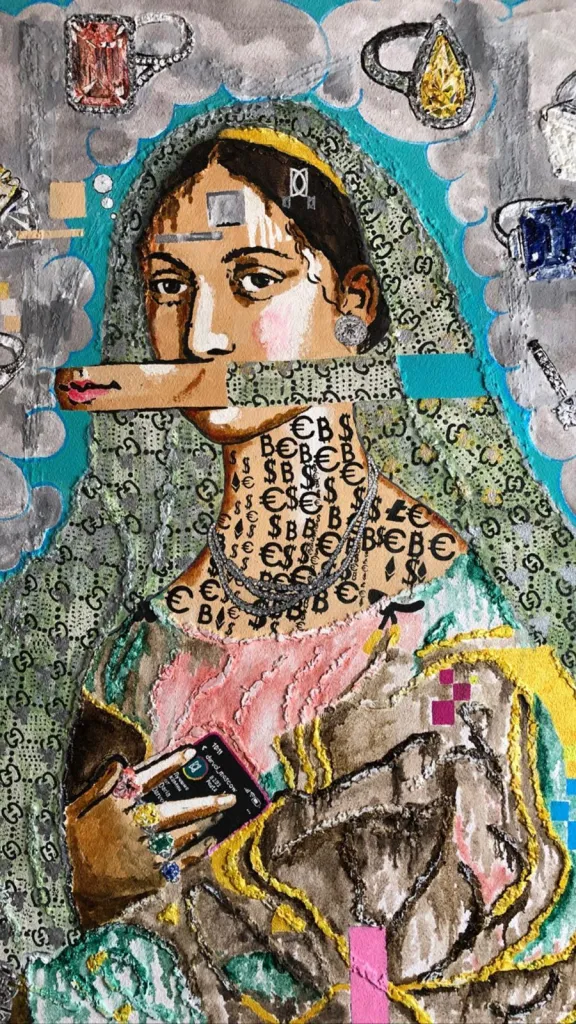Donna Darvol — original pop art painting by PRAKORIN, detail 8
