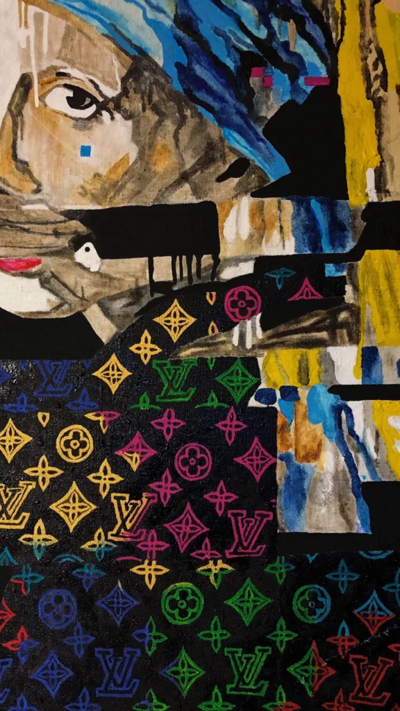Girl with a Pearl Earring (1) — original pop art painting by PRAKORIN, detail 6