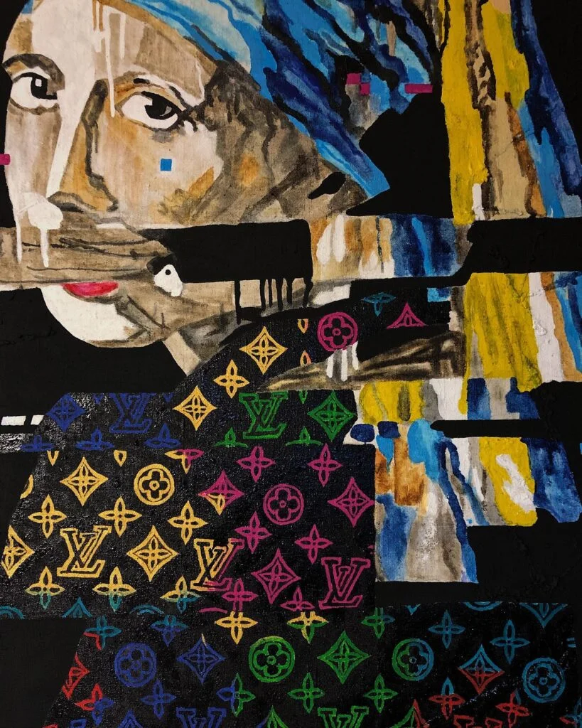Girl with a Pearl Earring (1) — original pop art painting by PRAKORIN, detail 1