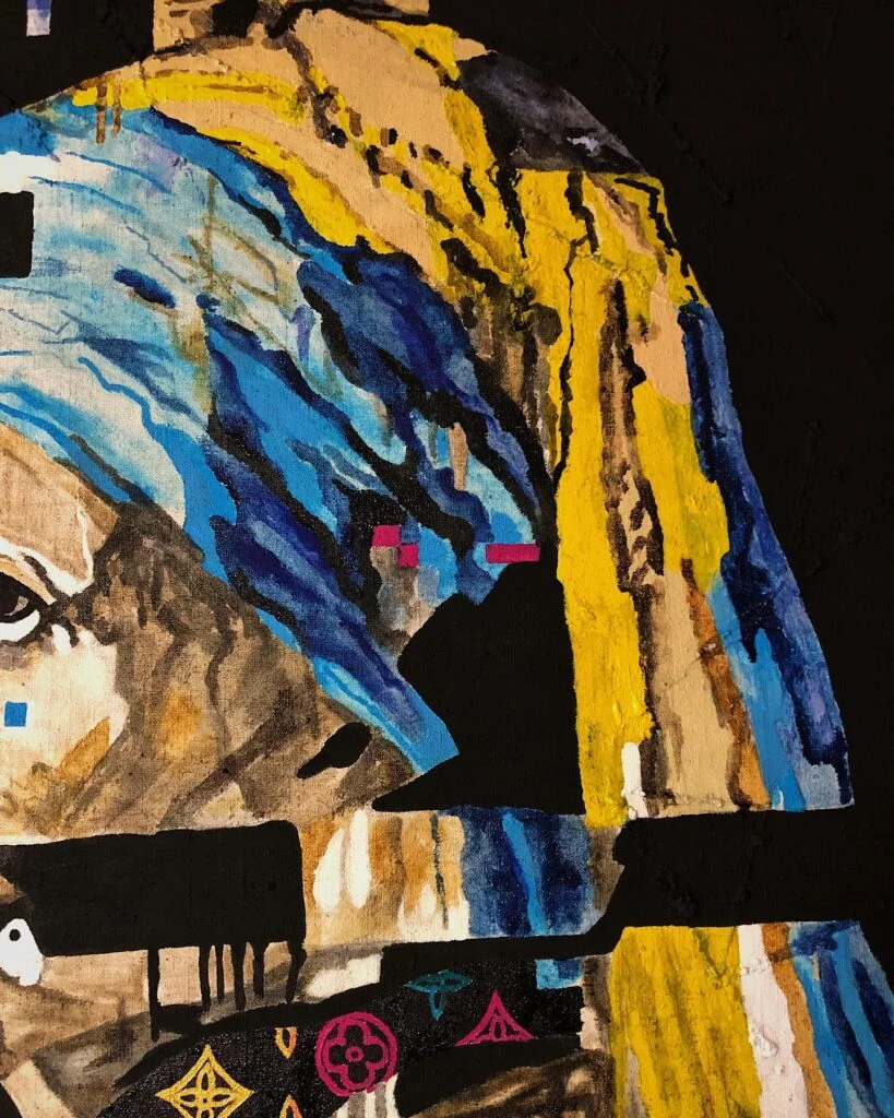 Girl with a Pearl Earring (1) — original pop art painting by PRAKORIN, detail 2
