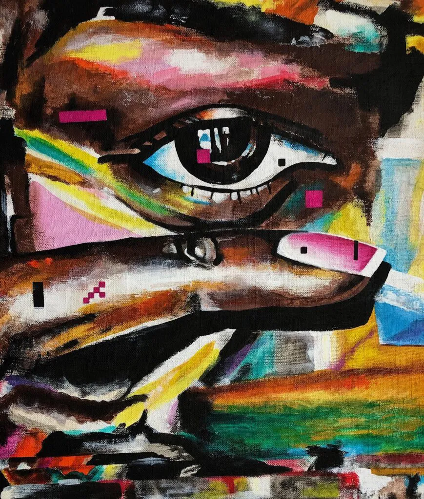 I see you — original pop art painting by PRAKORIN, detail 2