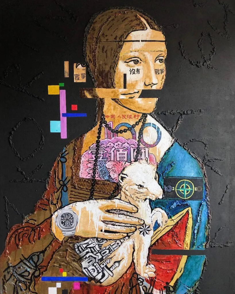 Lady with an Ermine (1) — original pop art painting by PRAKORIN