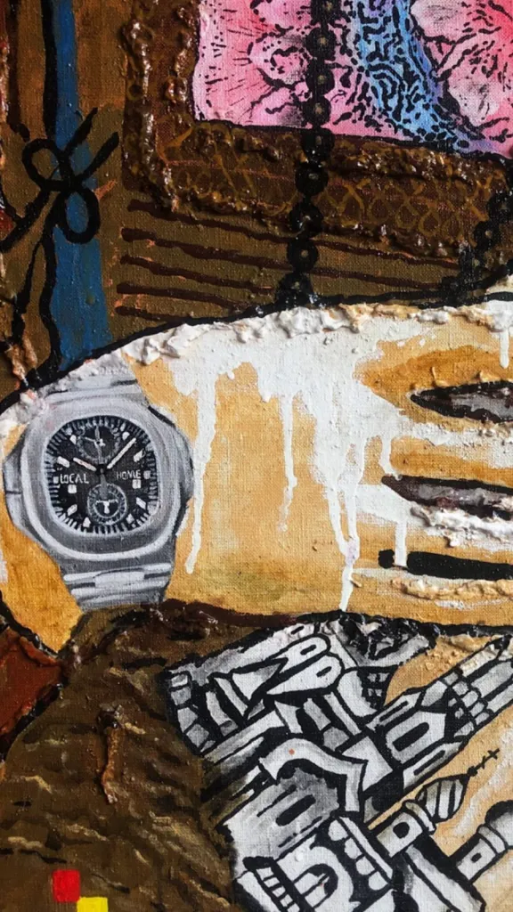 Lady with an Ermine (1) — original pop art painting by PRAKORIN, detail 6
