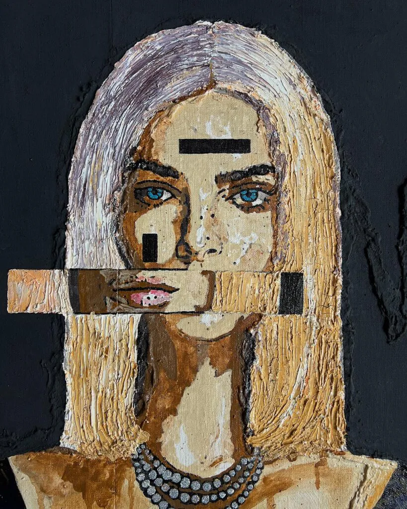 Leonardo Da Vinci Dreams — original pop art painting by PRAKORIN, detail 1