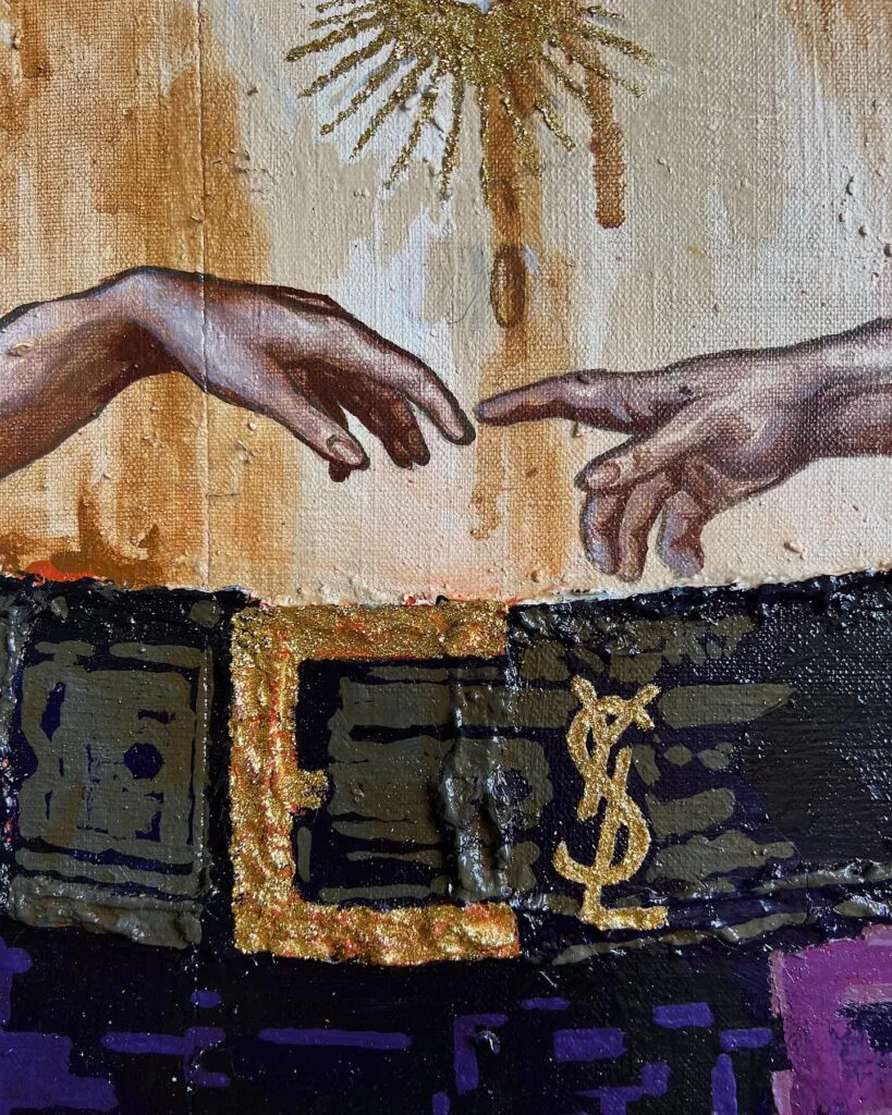 Leonardo Da Vinci Dreams — original pop art painting by PRAKORIN, detail 3