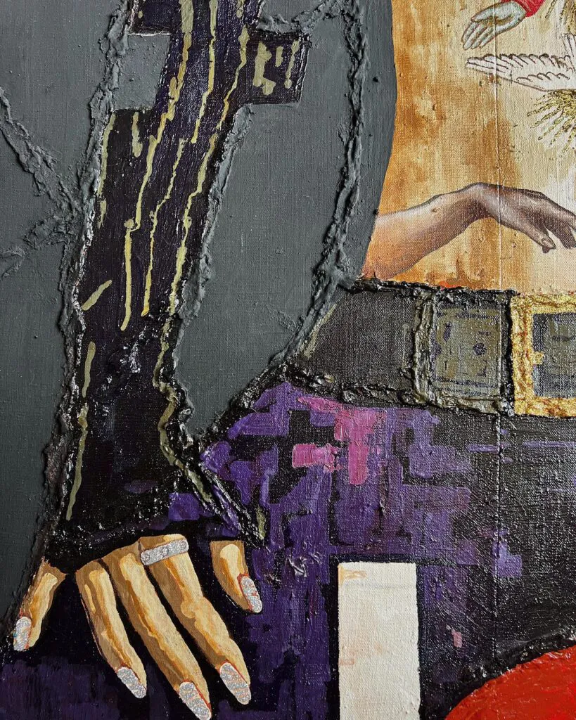 Leonardo Da Vinci Dreams — original pop art painting by PRAKORIN, detail 5