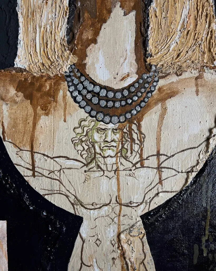 Leonardo Da Vinci Dreams — original pop art painting by PRAKORIN, detail 7