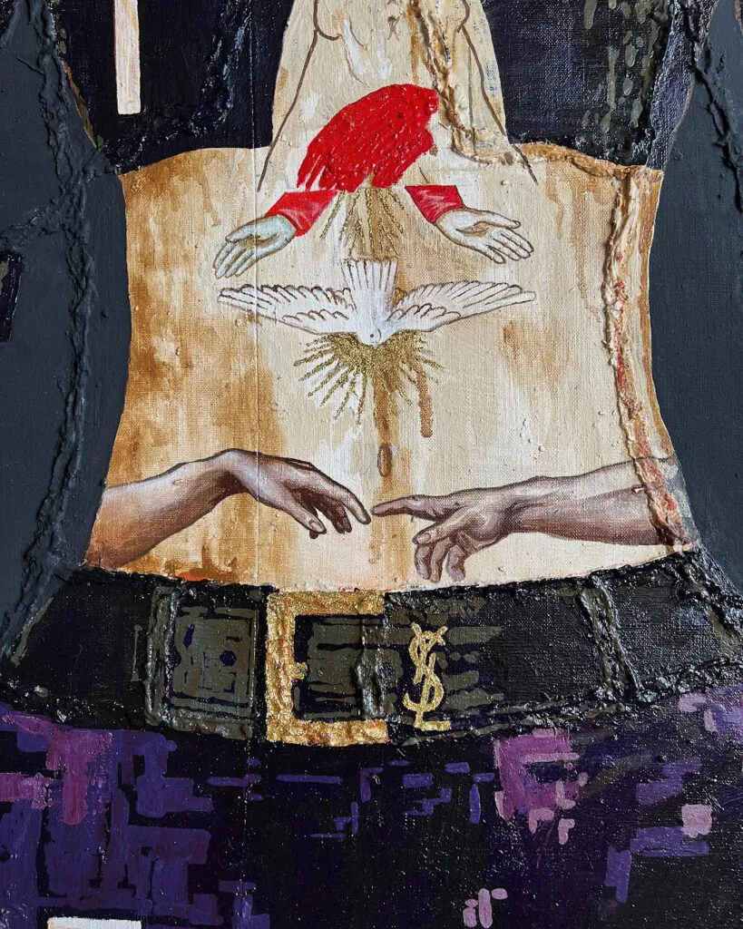 Leonardo Da Vinci Dreams — original pop art painting by PRAKORIN, detail 8