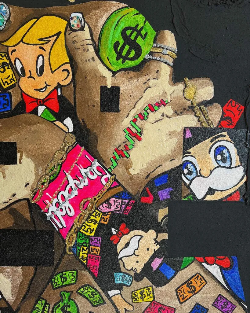Monopoly Dreams — original pop art painting by PRAKORIN, detail 4