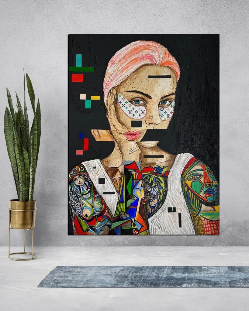Picasso Dreams — original pop art painting by PRAKORIN, detail 6