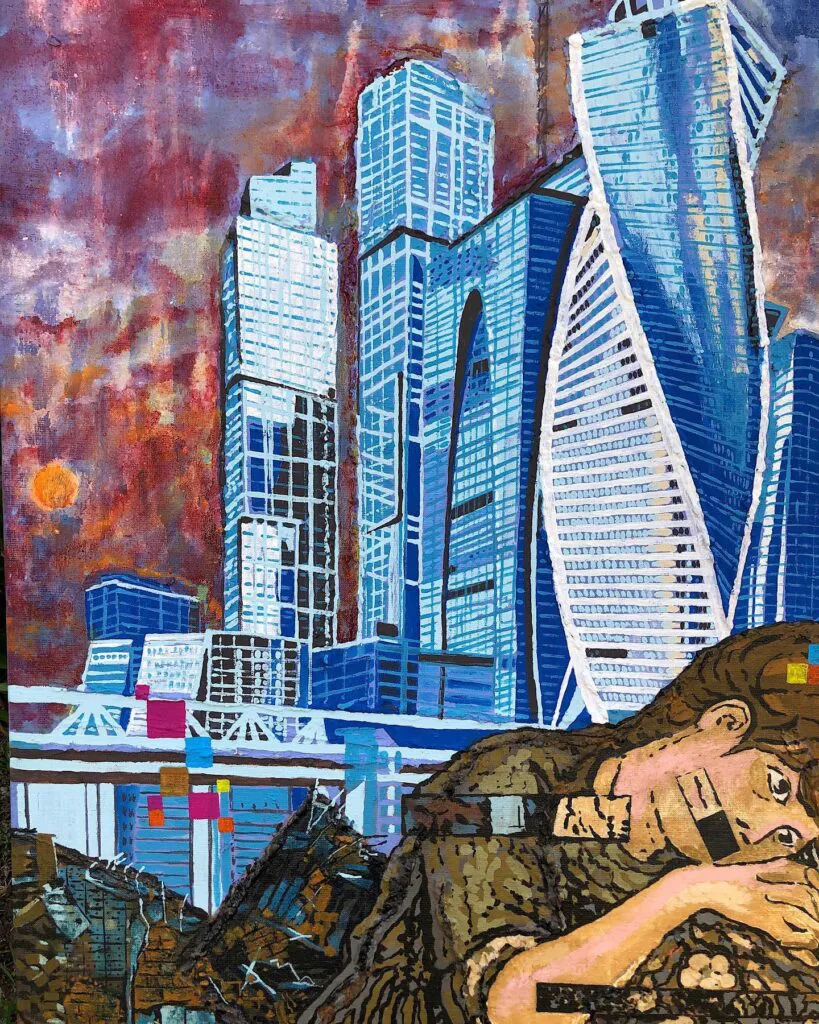 Russia or Россия? — original pop art painting by PRAKORIN, detail 2