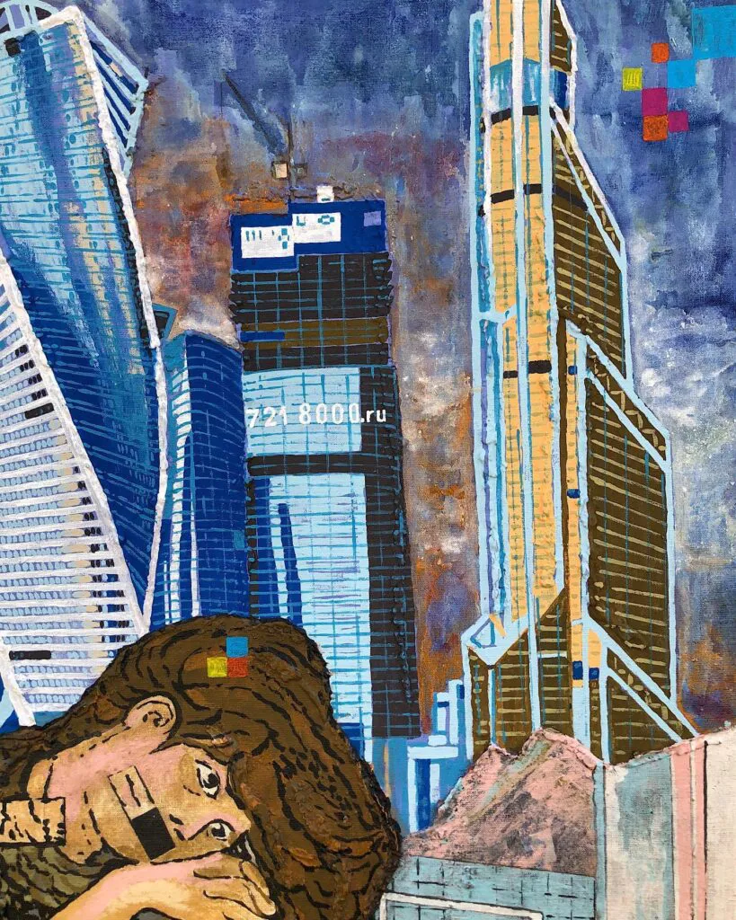 Russia or Россия? — original pop art painting by PRAKORIN, detail 7