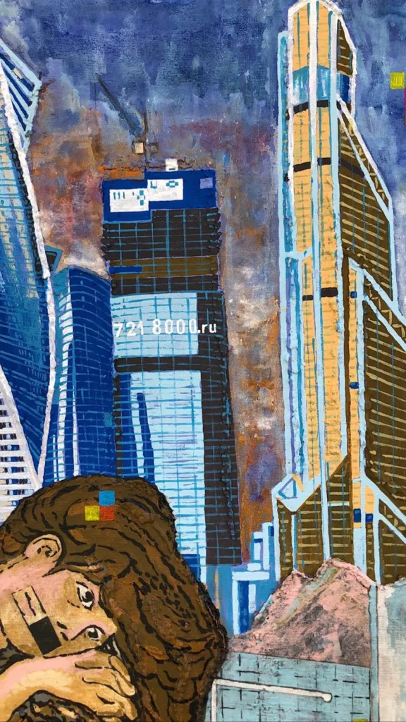 Russia or Россия? — original pop art painting by PRAKORIN, detail 10