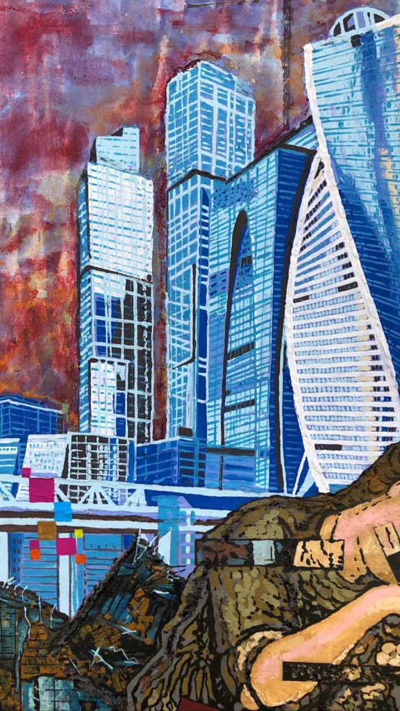 Russia or Россия? — original pop art painting by PRAKORIN, detail 11