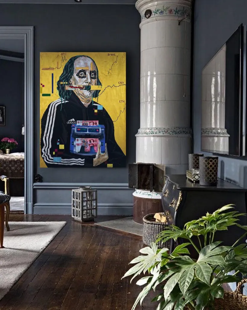 SCAM — original pop art painting by PRAKORIN, detail 2