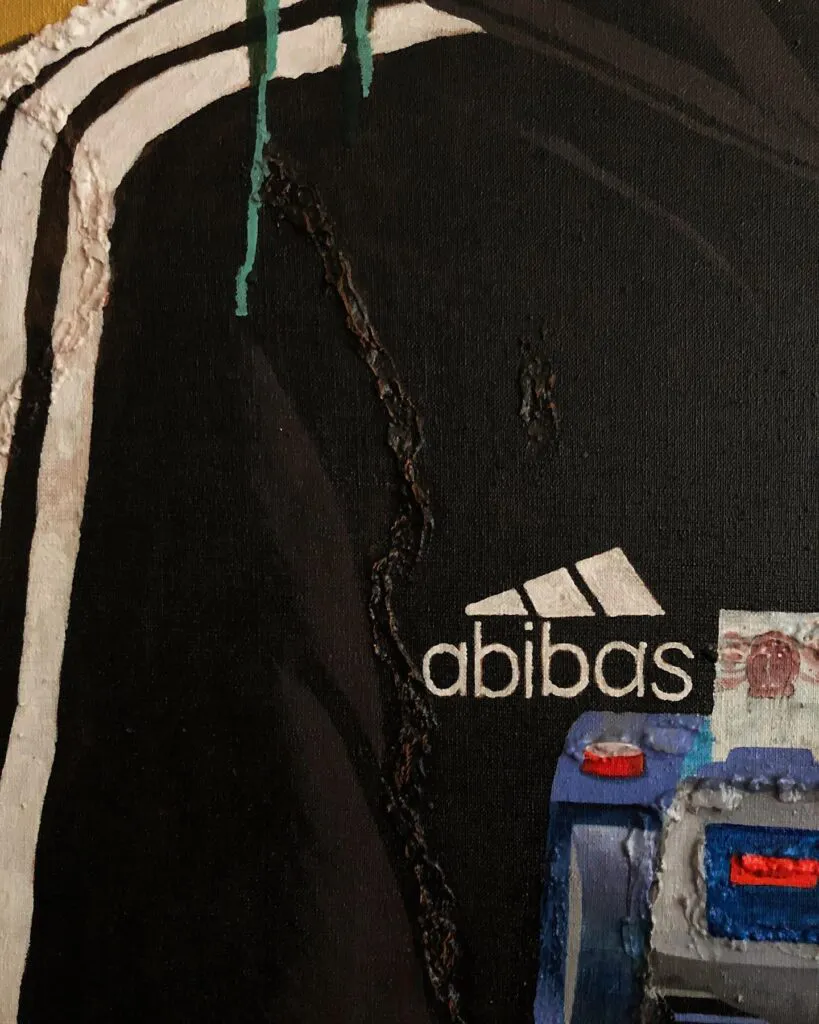 SCAM — original pop art painting by PRAKORIN, detail 3