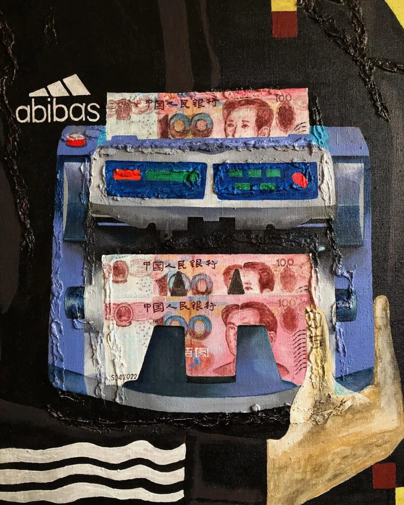 SCAM — original pop art painting by PRAKORIN, detail 5