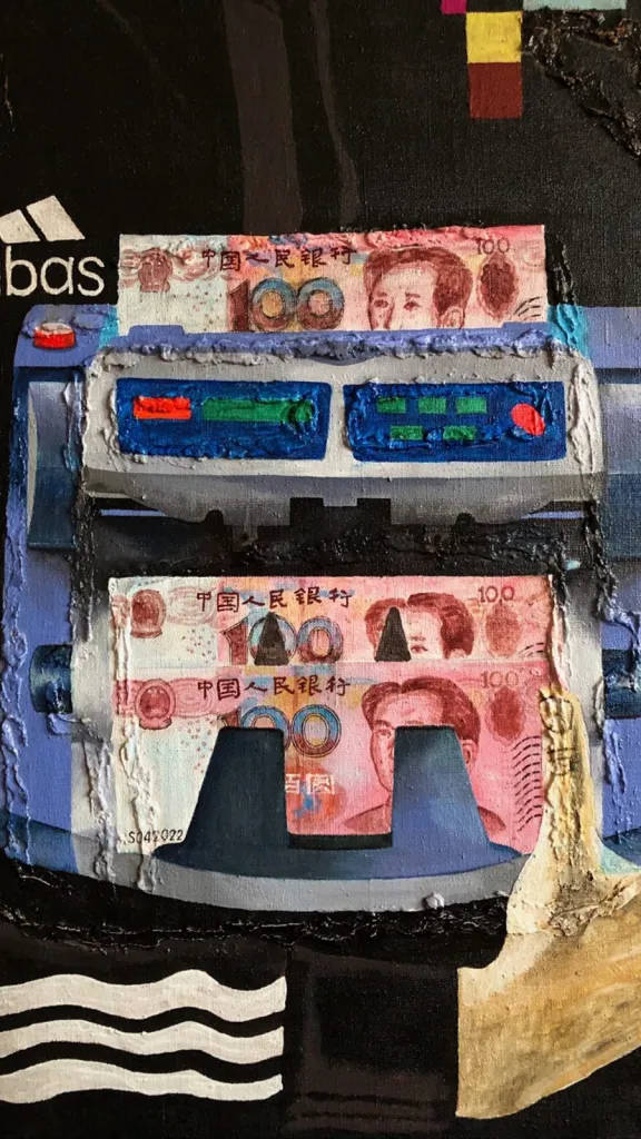 SCAM — original pop art painting by PRAKORIN, detail 6