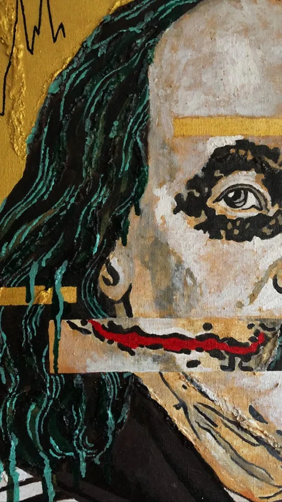 SCAM — original pop art painting by PRAKORIN, detail 7