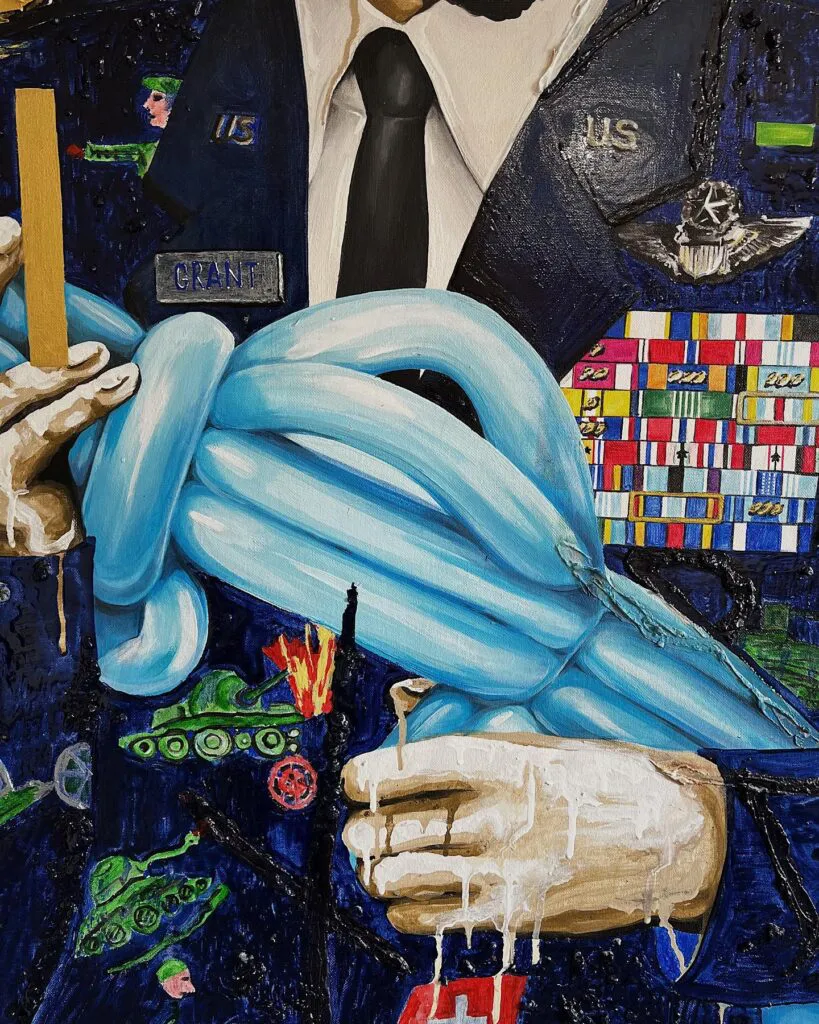 THE BIG GAME — original pop art painting by PRAKORIN, detail 2