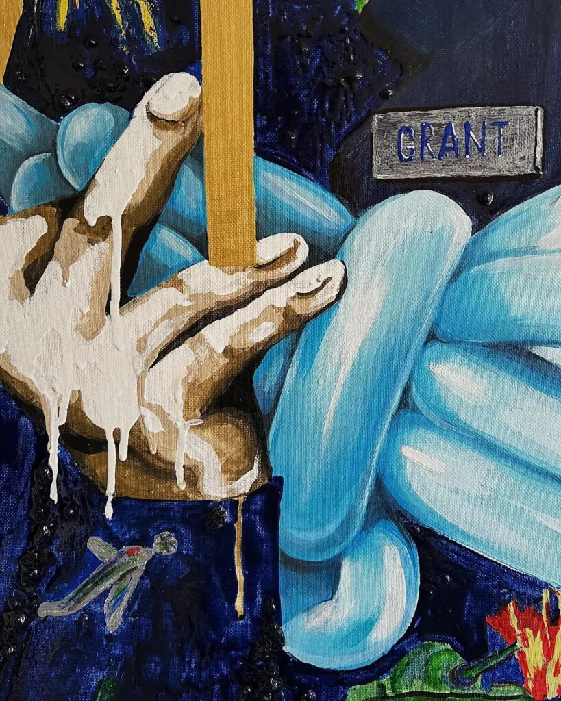 THE BIG GAME — original pop art painting by PRAKORIN, detail 3