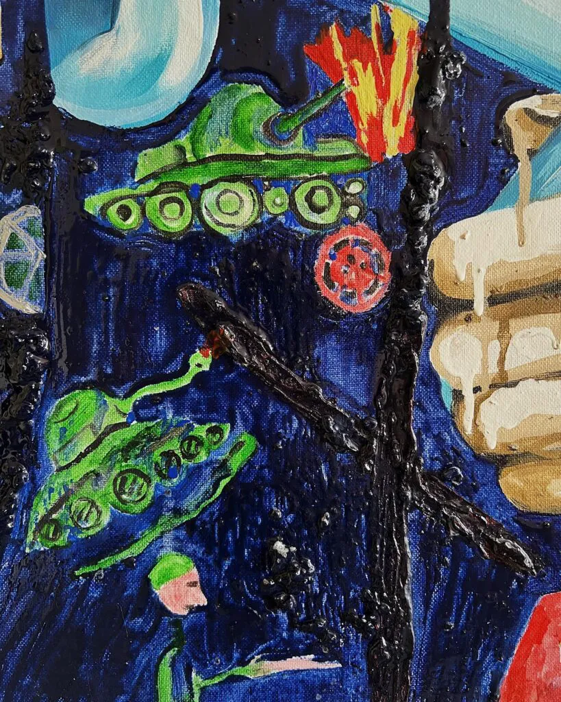 THE BIG GAME — original pop art painting by PRAKORIN, detail 7