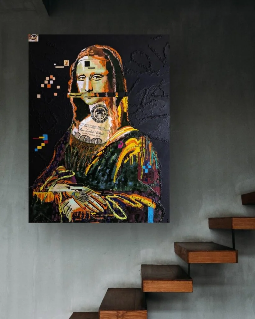 The Mona Lisa (1) — original pop art painting by PRAKORIN, detail 4