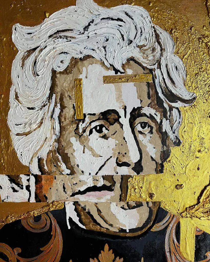 The pure gold — original pop art painting by PRAKORIN, detail 1