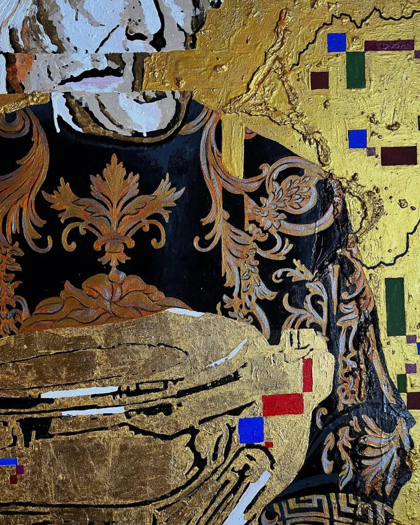 The pure gold — original pop art painting by PRAKORIN, detail 2