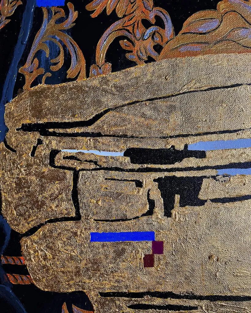 The pure gold — original pop art painting by PRAKORIN, detail 3