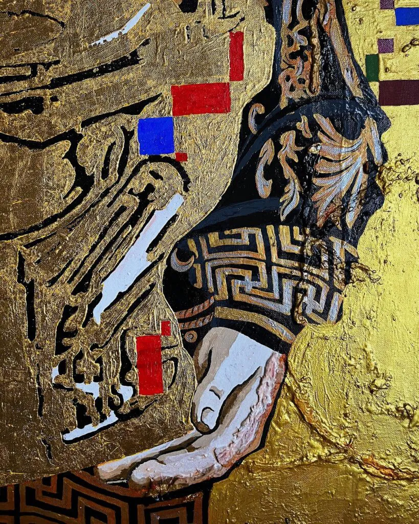 The pure gold — original pop art painting by PRAKORIN, detail 4