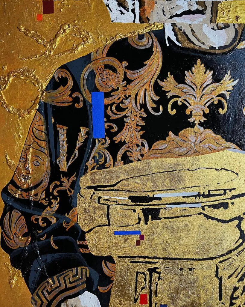 The pure gold — original pop art painting by PRAKORIN, detail 5