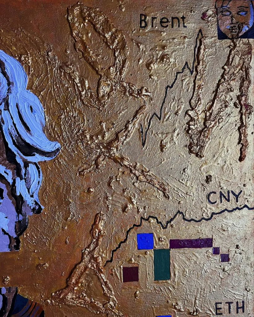The pure gold — original pop art painting by PRAKORIN, detail 7