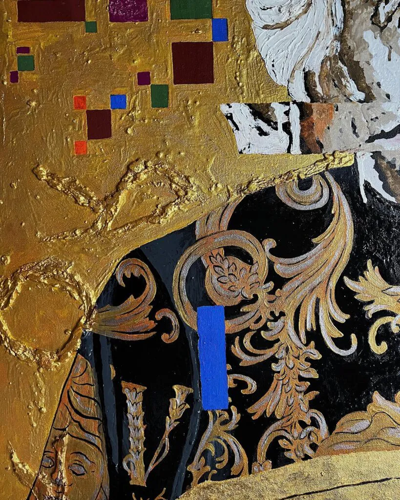The pure gold — original pop art painting by PRAKORIN, detail 8