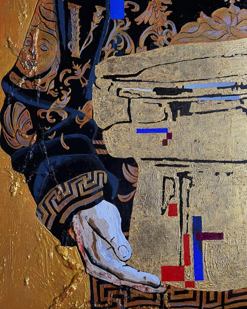 The pure gold — original pop art painting by PRAKORIN, detail 9