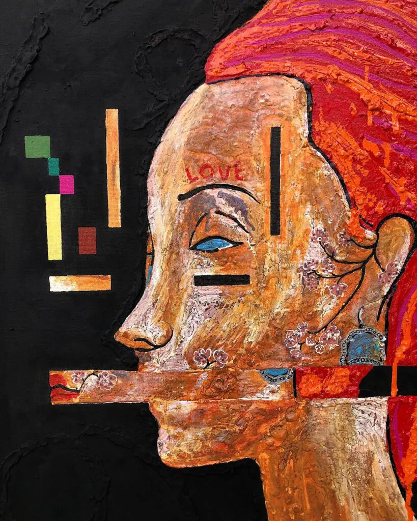 Three souls — original pop art painting by PRAKORIN, detail 6